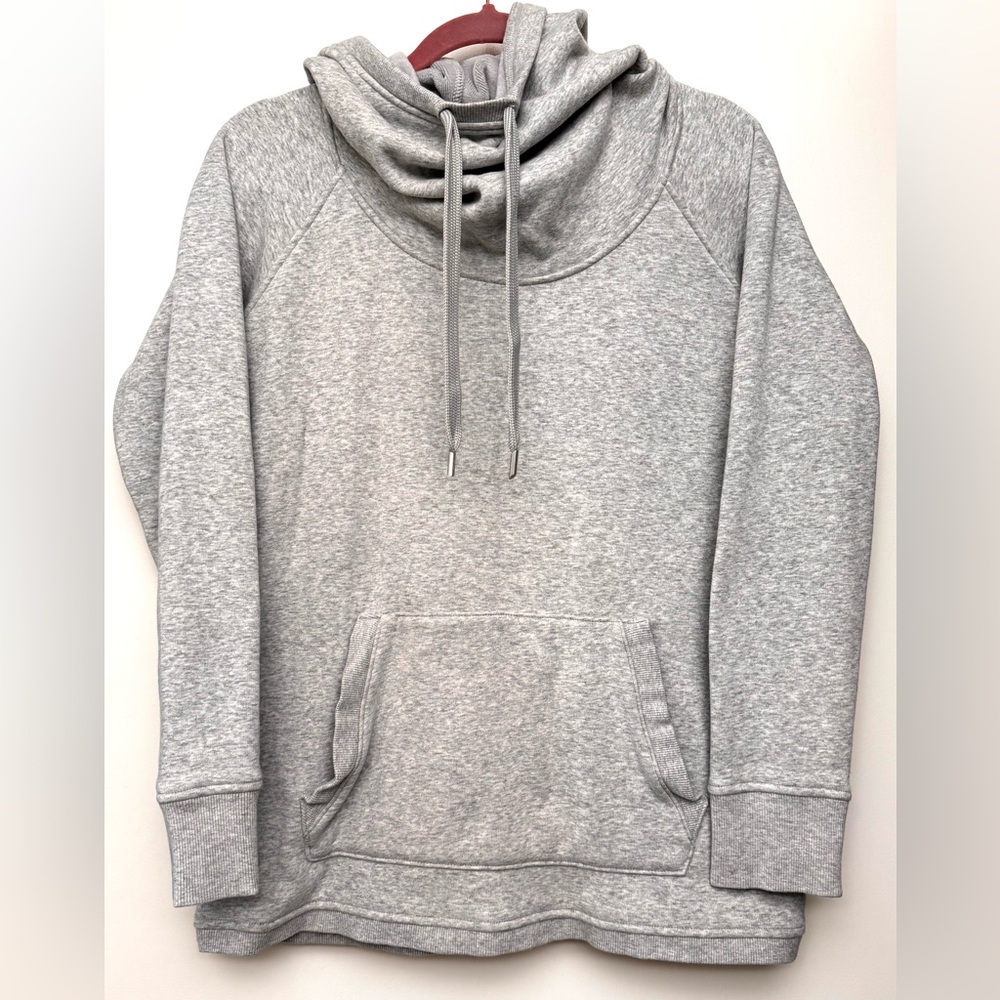 Athleta Gray Funnel Neck Fleece Lined Pullover Hoodie Women’s Size S